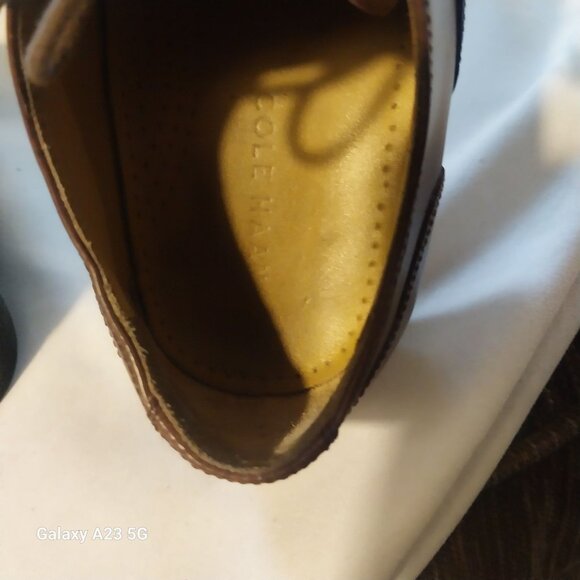 Cole Haan Mens Cap Toe Oxford Dress Shoes Size 8.5 Wide Brown Leather Classic - Picture 7 of 9